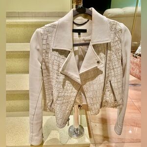 Genuine White Leather Moto Jacket